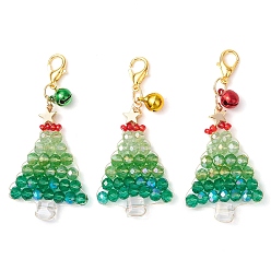 (52) Непрозрачная лаванда Рождественские елки стеклянные бусины подвесные украшения, застежки-клешни из сплава для украшений сумок, разноцветные, 57 мм, 3 шт / комплект