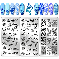 Mixed Shapes Шаблоны для нейл-арта своими руками из нержавеющей стали, шаблонный инструмент, прямоугольные, разнообразные, 12x6 см, 3 шт / комплект