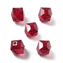 Темно-Красный Имитация Австрийские кристаллические шарики, к 9 стекло, квадратный граненый, темно-красный, 10x10x10 мм, отверстие : 1.8 мм