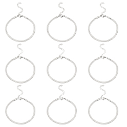 Нержавеющая Сталь Цвет 10шт 3мм 304 браслет из нержавеющей стали с плоским звеном цепи в виде купола-змеи для мужчин и женщин, цвет нержавеющей стали, 6.46~6.57 дюйм (16.4~16.7 см)