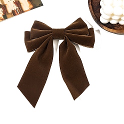 Коричневый Заколки для волос из бархатной кожи аллигатора, аксессуары для волос для женщин и девочек, бантом, кофе, 150 мм