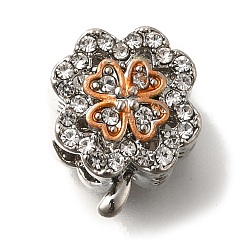 Платина Наберешь покрытие эмали сплава европейские шарики, со стразами, бусины с большим отверстием, без свинца и без кадмия, клевер, платина, 14x12x9 мм, отверстие : 5 мм