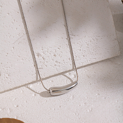 Нержавеющая Сталь Цвет Минималистичные 304 подвески в виде бобов из нержавеющей стали с круглыми цепочками-змейками для женщин, не тускнеет, цвет нержавеющей стали, 14.96 дюйм (38 см)