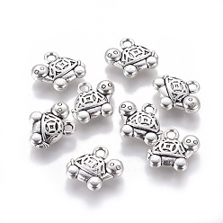 Antique Silver Tibetan Style Alloy Pendants, Tortoise, Cadmium Free & Lead Free, Antique Silver, 15x13x3mm, Hole: 1mm