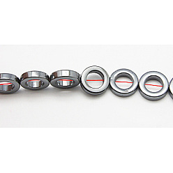 Черный Немагнитные синтетический гематит бисер пряди, пончик, чёрные, 16x4 мм, отверстие : 1 мм, около 25 шт / нитка, 17.7 дюйм