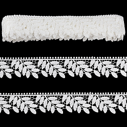 Белый 10 отделка из полиэстерового кружева в форме листа, кружевные ленты для аксессуаров одежды, белые, 1-5/8 дюйм (41 мм)