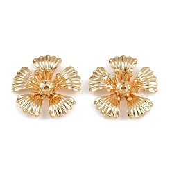 Настоящее золото 18K Шапочки и конусы для бусин, латунные, цветок, без никеля , реальный 18 k позолоченный, 19x19x6 мм, отверстие : 1 мм