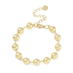 Настоящее золото 18K 10круглые 304 браслеты из нержавеющей стали из бисера для женщин, реальный 18 k позолоченный, 7-1/2 дюйм (19.1 см)
