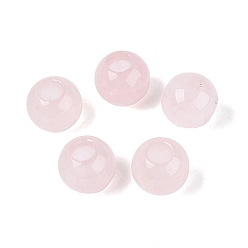 Rose Quartz Natural Rose Quartz European Beads, Smooth Round, Large Hole Beads, 12~12.5x10~11mm, Hole: 5mm