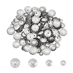 Couleur Acier Inoxydable 304 caps d'acier inoxydable, fleur, multi-pétale, couleur inox, 240 pcs / boîte