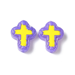 Средний Синий Шифер Бусины из стеклянной эмали, окрашенные методом запекания, бусины ручной работы, крестик, средний грифельно-синий, 14.5x11.5x4 мм, отверстие : 1 мм