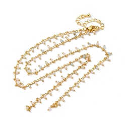 Морганит Латунь кабель цепи ожерелье изготовление, с естественным морганитом, стойки покрытие, долговечный, реальный 18 k позолоченный, спаянный, 19.49 дюйм (49.5 см)