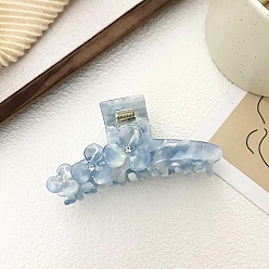 Светлый Стально-синий Заколки-клочья из ацетата целлюлозы с кристаллами и стразами, цветок, светло-стальной синий, 40x95 мм