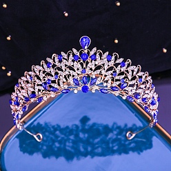 Капри Синий Ободки для волос с короной из сплава и стразами, элегантный головной убор на день рождения или в подарок взрослому человеку, Капри синий, 150 мм