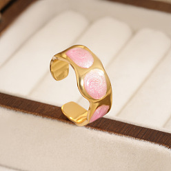 Pink 304 Открытые кольца из эмалированной нержавеющей стали, овальные, золотые, розовые, 20 мм