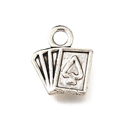 Античное Серебро Сплавочные подвески тибетского стиля, без кадмия и без свинца, Игральные карты форма брелоки, античное серебро, 14x12x2 мм, отверстие : 2.5 мм, Около 600 шт / 1000 г