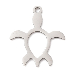 Нержавеющая Сталь Цвет 201 подвески из нержавеющей стали, черепаховый шарм, лазерная резка, цвет нержавеющей стали, 18x16x1 мм, отверстие : 1.4 мм