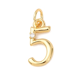 Настоящее золото 18K Латунные микро проложить кубического циркония подвески, числовые прелести, без кадмия и без свинца, стойки покрытие, долговечный, с целью перехода в кольце, реальный 18 k позолоченный, 14x8x2 мм, отверстие : 3.4 мм