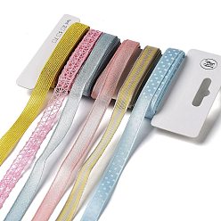 (52) Непрозрачная лаванда 18 ярдов 6 цветов полиэфирной ленты, для поделок своими руками, бантики для волос и украшение подарка, цветовая палитра радуги, разноцветные, 3/8~1/2 дюйм (10~12 мм), около 3 ярдов/цвет