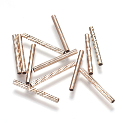Rose Gold Brass Tube Beads, Long-Lasting Plated, Rose Gold, 20x2mm, Hole: 1.2mm