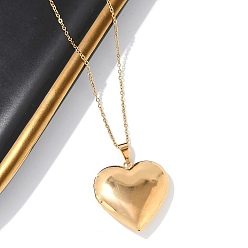 Золотой 304 подвеска в виде сердца из нержавеющей стали, ожерелья с цепочкой из кабеля для женщин, золотые, 18.11 дюйм (46 см), подвески: 29x29x7.5 мм, внутренний диаметр: 20x21 мм