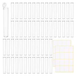 Прозрачный 50шт. полипропиленовые пластиковые трубки для хранения, колонка, с 2 листами прямоугольной бумаги, на которых можно писать, пустые наклейки, прозрачные, 118.5x22.5x19.5~20 мм