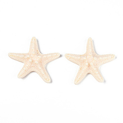 Желтая Старая Ткань  Смола декодирует кабошоны, морская звезда, старое кружево, 56~58x56~58x13~14 мм