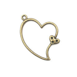 Античная Бронза Сплавочные подвески для размещения стразов, сердце, античная бронза, 36x26 мм