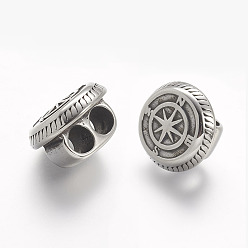 Античное Серебро 304 из нержавеющей стали многожильных ссылки, для изготовления кожаных браслетов, компас, античное серебро, 16x11 мм, отверстие : 5 мм