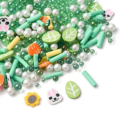 Зеленый Кабошоны из полимерной глины ручной работы и пластиковые бусины для изготовления фурнитуры для бижутерии своими руками, разнообразные, зелёные, 2~8x2~7x0.5~5.5 мм