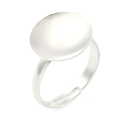 Посеребрённый Регулируемое латунное кольцо-подкладку, пустой круглый кольцевой поднос, стойки покрытие, долговечный, без свинца и без кадмия, 925 серебро покрытием, лоток : 14 мм, 3 мм, размер США 7 1/4 (17.5 мм)