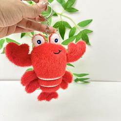 Платина Сплав брелки, омар, с полипропиленовым хлопком и плюшем, платина, 190 мм