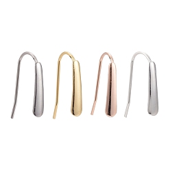 Mixed Color 24Pcs 4 Colors 304 Stainless Steel Earring Hooks, with Horizontal Loop, Flat Ear Wire, Mixed Color, 18.5x13.5x3.5mm, Hole: 1.5mm, 20 Gauge, Pin: 0.8mm, 6pcs/color