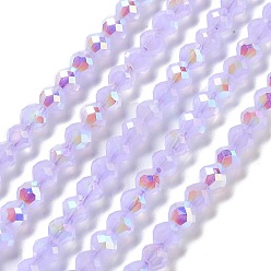Лиловый Стеклянные бусины с гальваническим покрытием , имитация нефрита, граненые, двухконусные, сирень, 5.5~6x5 мм, отверстие : 1.2 мм, около 78~79 шт / нитка, 15.35~15.55'' (39~39.5 см)