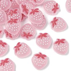 Клубника Пластиковые эмалевые кабошоны, розовые, клубника, 21.5x19x4.8 мм