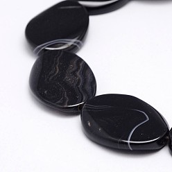 Black Natural Agate Bead Strands, Dyed, Drop, Black, 30x20~22x6mm, Hole: 2mm, about 10pcs/strand, 14.2 inch
