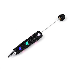 Разноцветный Шариковая ручка с рисунком в виде сердца из смолы и полимерной глины, украшенная стразами, железная ручка из бисера, для индивидуальной ручки с ювелирными бусинами, красочный, 150~152x15~17 мм