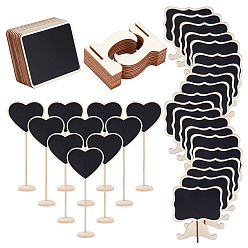 Black 30 Sets 3 Styles Mini Wedding Party Seat Number Message Base Stand Board, Black, 10sets/style