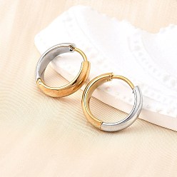 Золотой & Цвет Нержавеющей Стали Серьги из 304 нержавеющей стали, двухтональный звонок, золотые и нержавеющая сталь цвет, 16x4 мм