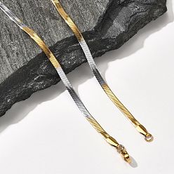 Золотой & Цвет Нержавеющей Стали Ожерелья из нержавеющей стали с плоской цепочкой-змейкой для мужчин и женщин, долговечный, ионное покрытие (ip), золотые и нержавеющая сталь цвет, 17.91 дюйм (45.5 см)