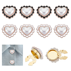 Golden 8Pcs 2 Styles Alloy Cufflinks, with Resin Enamel Heart, Golden, 22mm, 4pcs/style