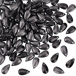 Черный 100 подвески лэмпворк ручной работы, с блеском порошок, очарование слезы, чёрные, 14x7.5x5~6 мм, отверстие : 1 мм