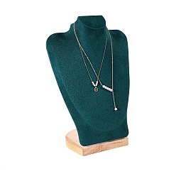 Темно-Зеленый Подставки для демонстрации ожерелий из бархата в форме бюста, с дерева базы, для ожерелья, темно-зеленый, 21.8x12.5x30.1 см