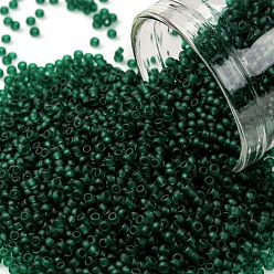 (939F) Transparent Frost Green Emerald Тохо 15/0 круглые бусины, японский бисер, (939 f) прозрачный морозно-зеленый изумруд, 1.5 мм, отверстие : 0.7 мм, Около 3000 шт / 10 г