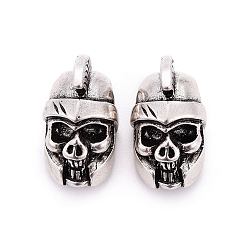 Античное Серебро Латунные бусины, череп шлем бусы, античное серебро, 19.5x11.5x13.5 мм, отверстие : 5 мм