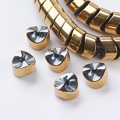 Golden Plated PVD Vacuum Plating Electroplate Non-magnetic Synthetic Hematite Beads Strands, Grade A, Triangle, Golden Plated, 8x8x5mm, Hole: 1mm, about 98pcs/strand, 15.9 inch(40.5cm)