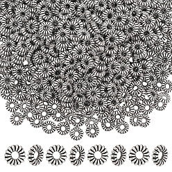 Argent Antique 600 Perles en alliage de style tibétain, fleur, argent antique, 6x2mm, Trou: 1.8mm