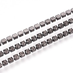 Темно-Серый Железо горный хрусталь чашка цепи, с катушкой, металлический черный , темно-серый, 2x2x2 мм, около 30.00 футов (9.14 м) / рулон