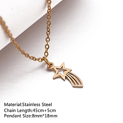 Звезда 201 подвесные из нержавеющей стали ожерелья, ожерелья-цепочки для женщин, золотые, звезда, 17.72 дюйм (45 см), Кулон : 18x8 мм