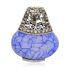 Mauve Antique Silver Plated Alloy Resin Pendants, with Hematite Rhinestones, Mauve, 28x24x8mm, Hole: 3x4mm